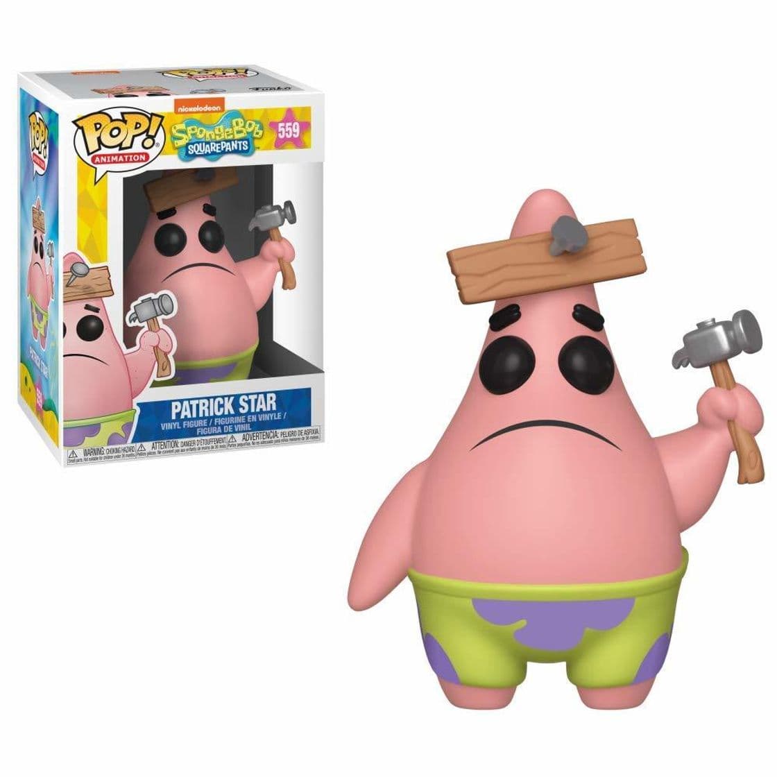 Game Funko- Pop Vinilo: Spongebob Squarepants S3: Patrick w/Board Figura Coleccionable, Multicolor