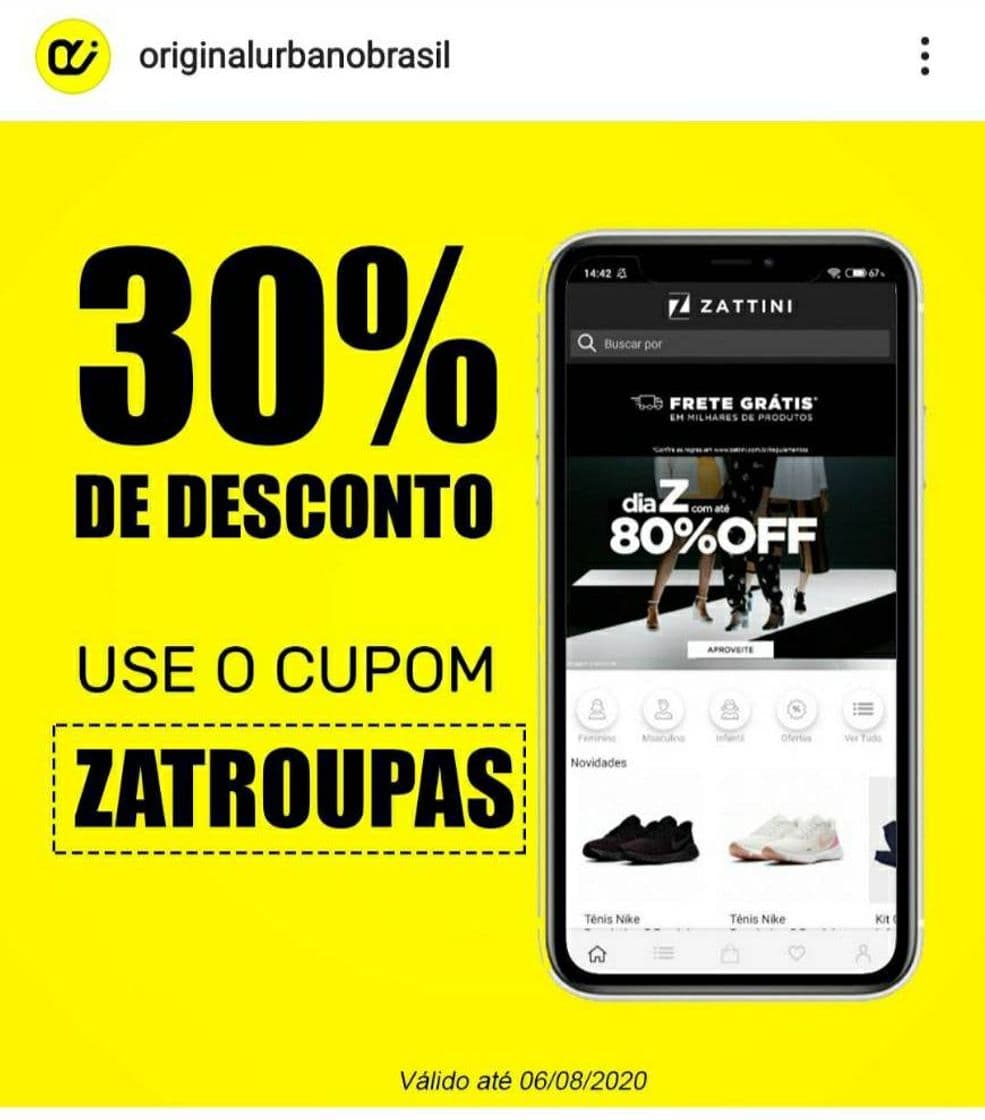 Moda Se liga no cupom da #zattine 30% de desconto pra que usar 😜