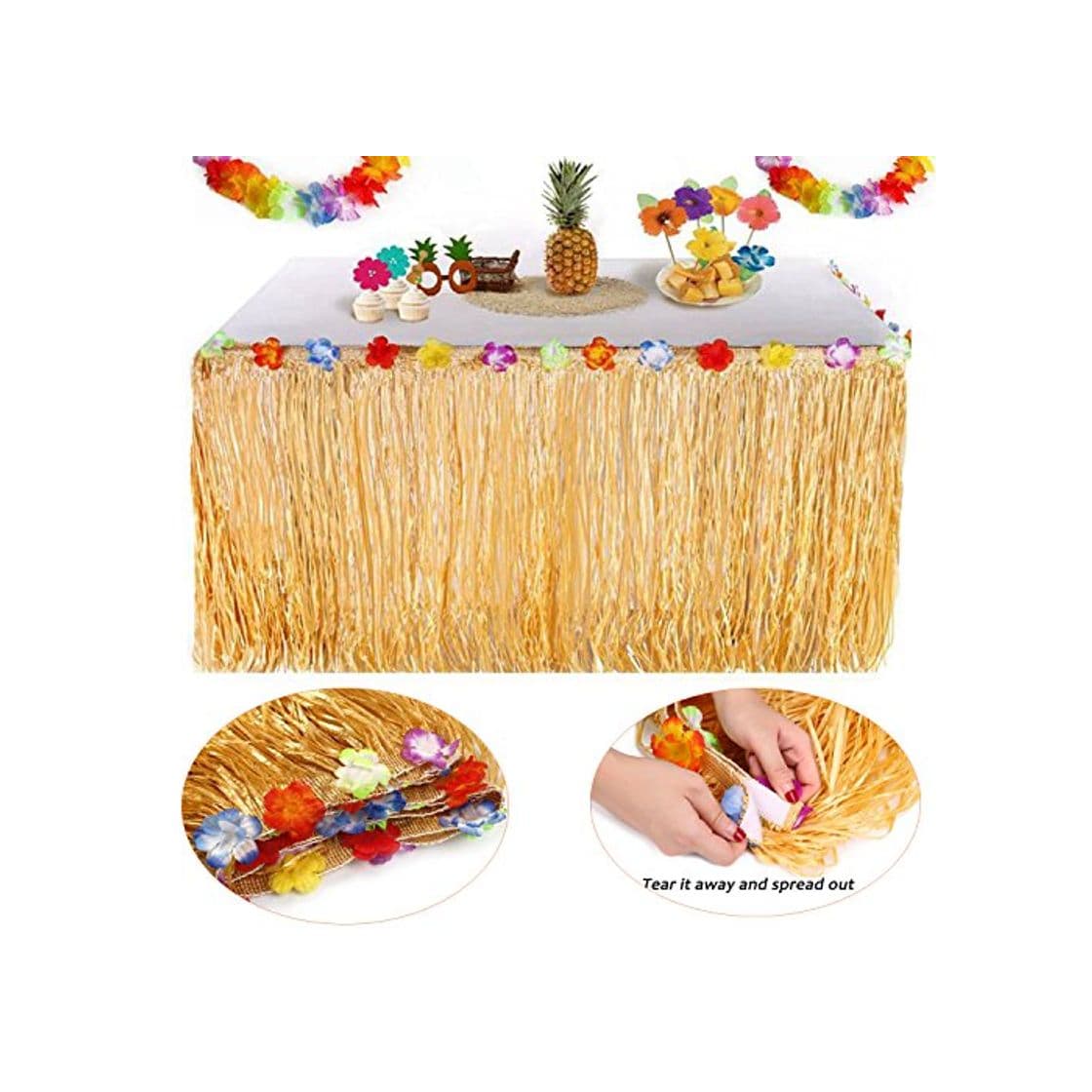 Producto YQing Falda de Mesa Luau Hawaiana Falda de Mesa Hawaiian Luau Hibiscus