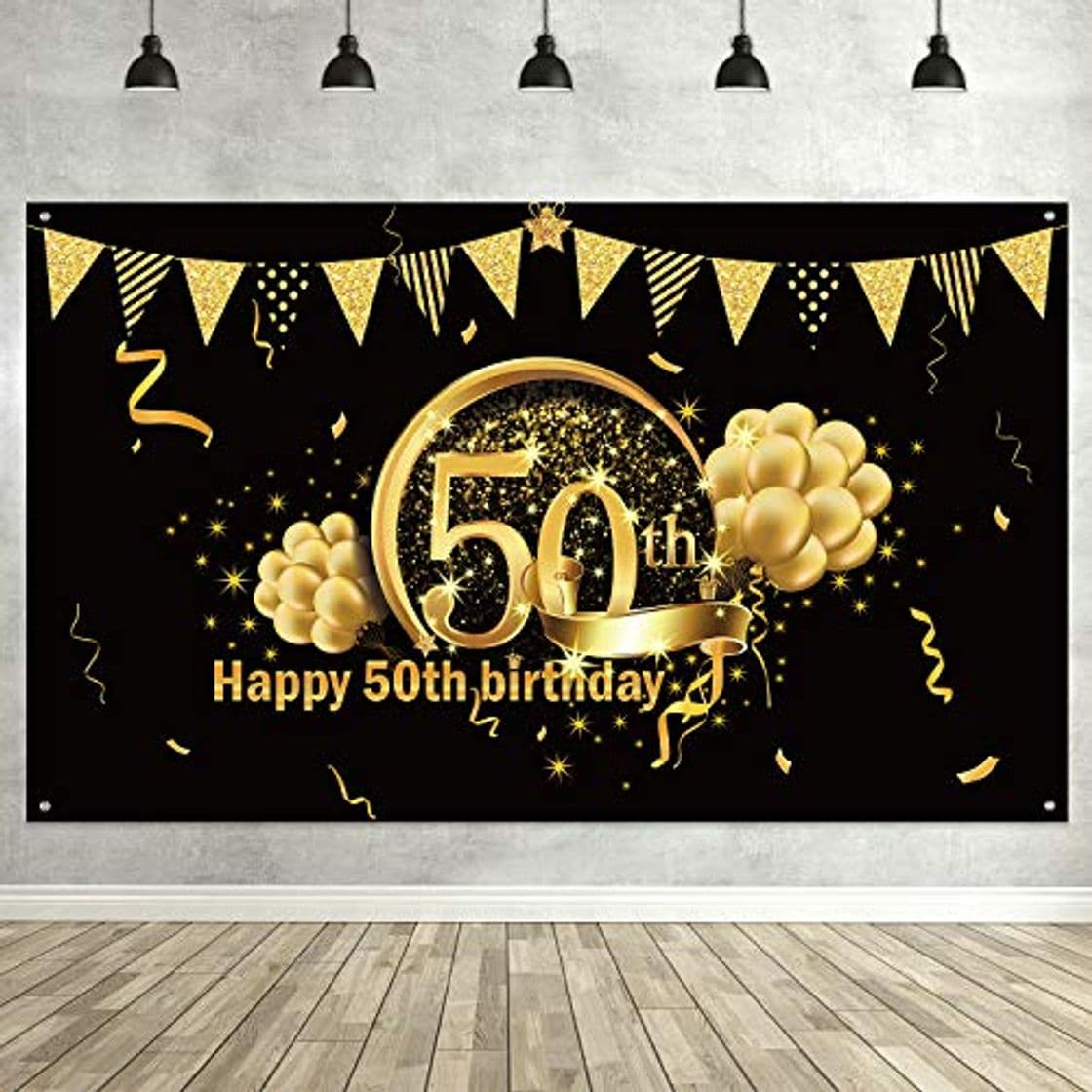 Producto Decoración de Fiesta de 50 Cumpleaños, Póster de Señal de Tela Extra