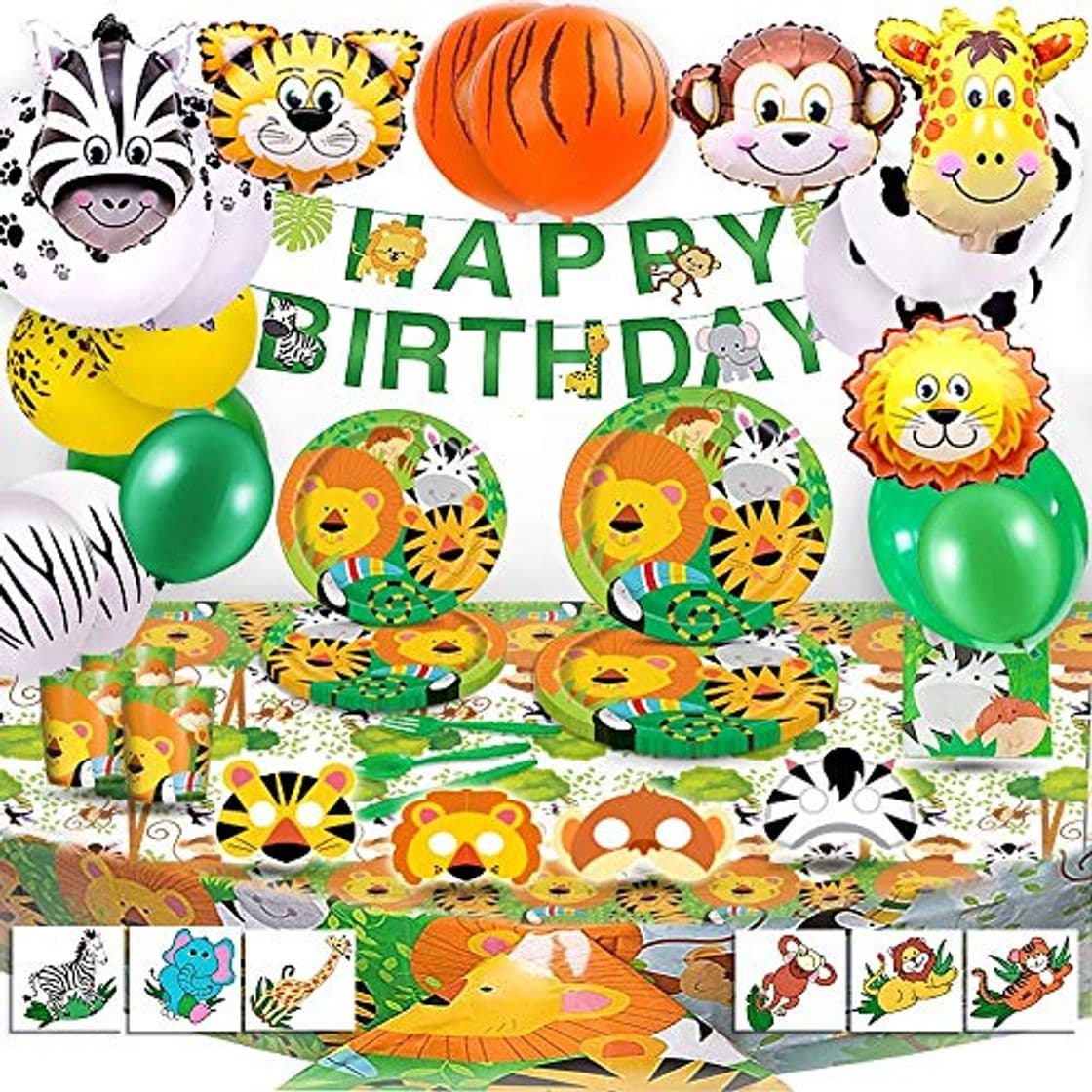 Producto Bea's Party Decoracion Fiesta cumpleaños niño Safari Party Safari Decoracion cumpleaños Selva Safari Globos Animales de la Selva vajilla Mantel servilletas Pancarta Safari Bosque Animal