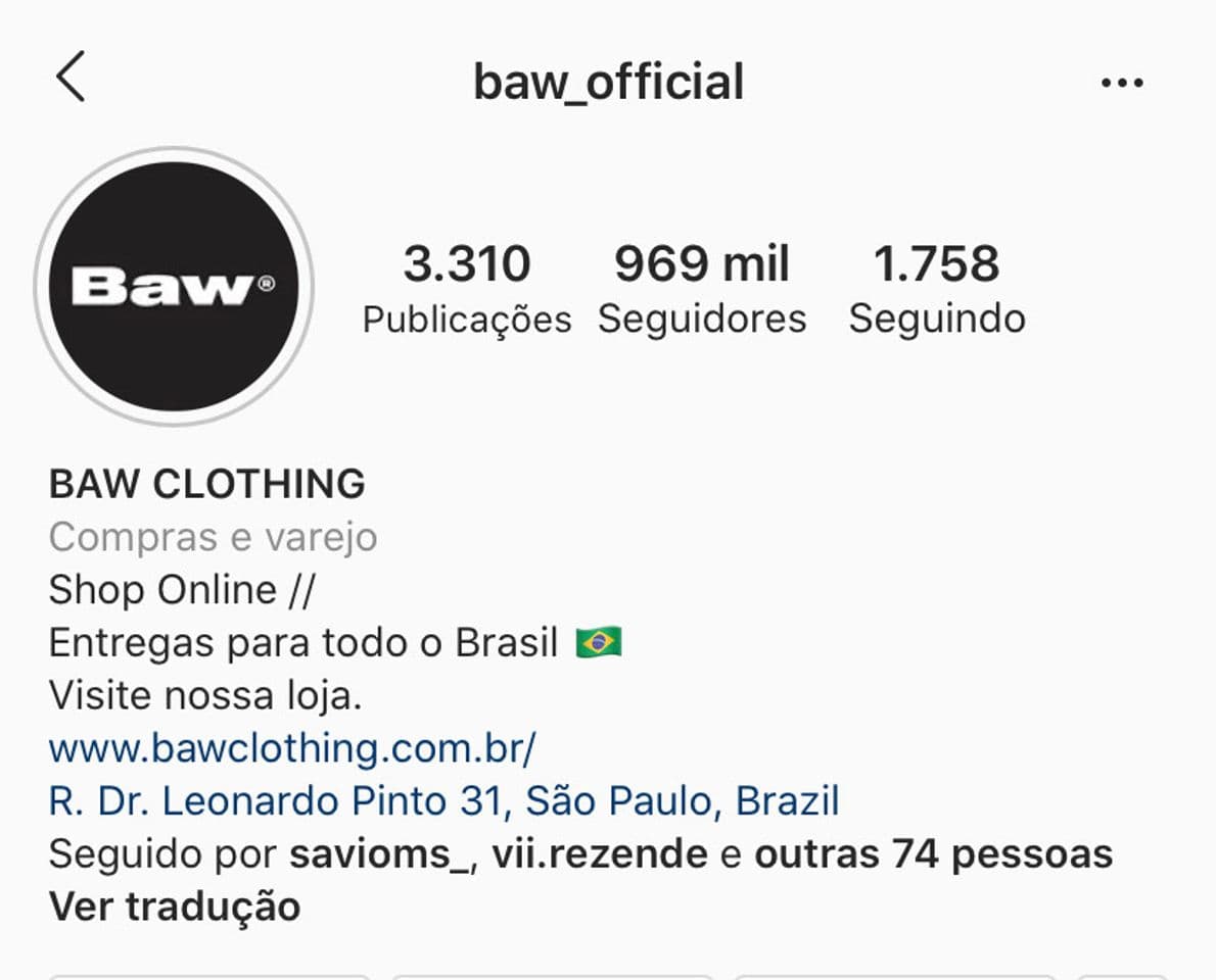 Moda BAW CLOTHING 