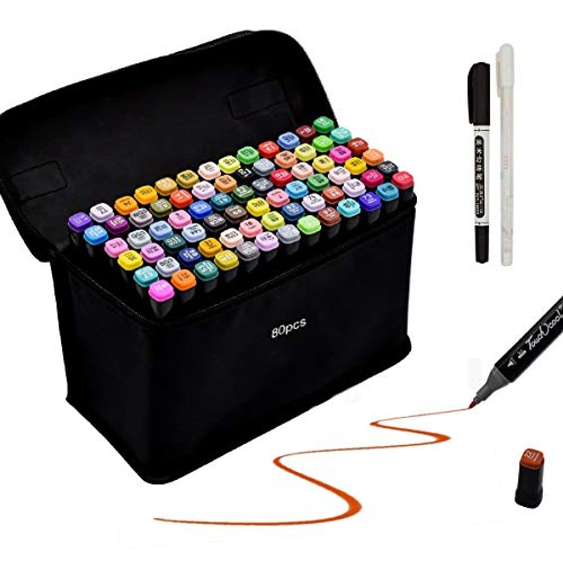 Producto Rotulador de 80 Colores Marker Pen Marcadores Manga Creativos de Certificación SGS Rotulador Alcohol de Punta Doble ara Acuarela Graffiti para Principiantes Set de Rotuladores de Boceto Hecho a Mano