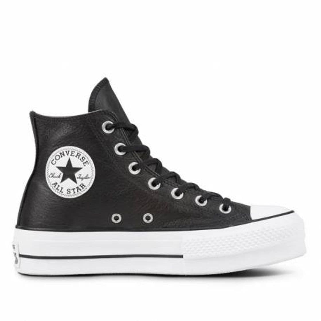 Moda Converse All Star Piel Plataforma Altas Negras