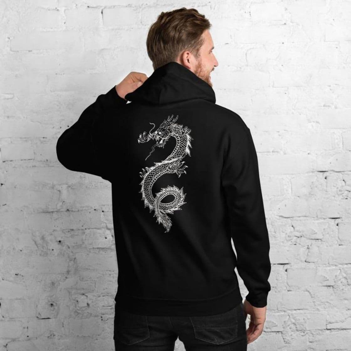 Moda Hoodie Dragon Negra