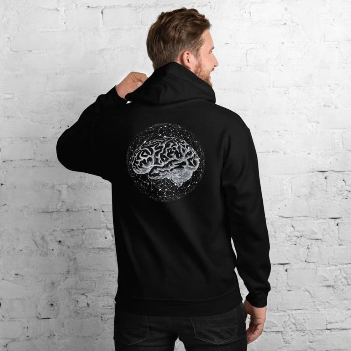 Moda Hoodie Brain Negra