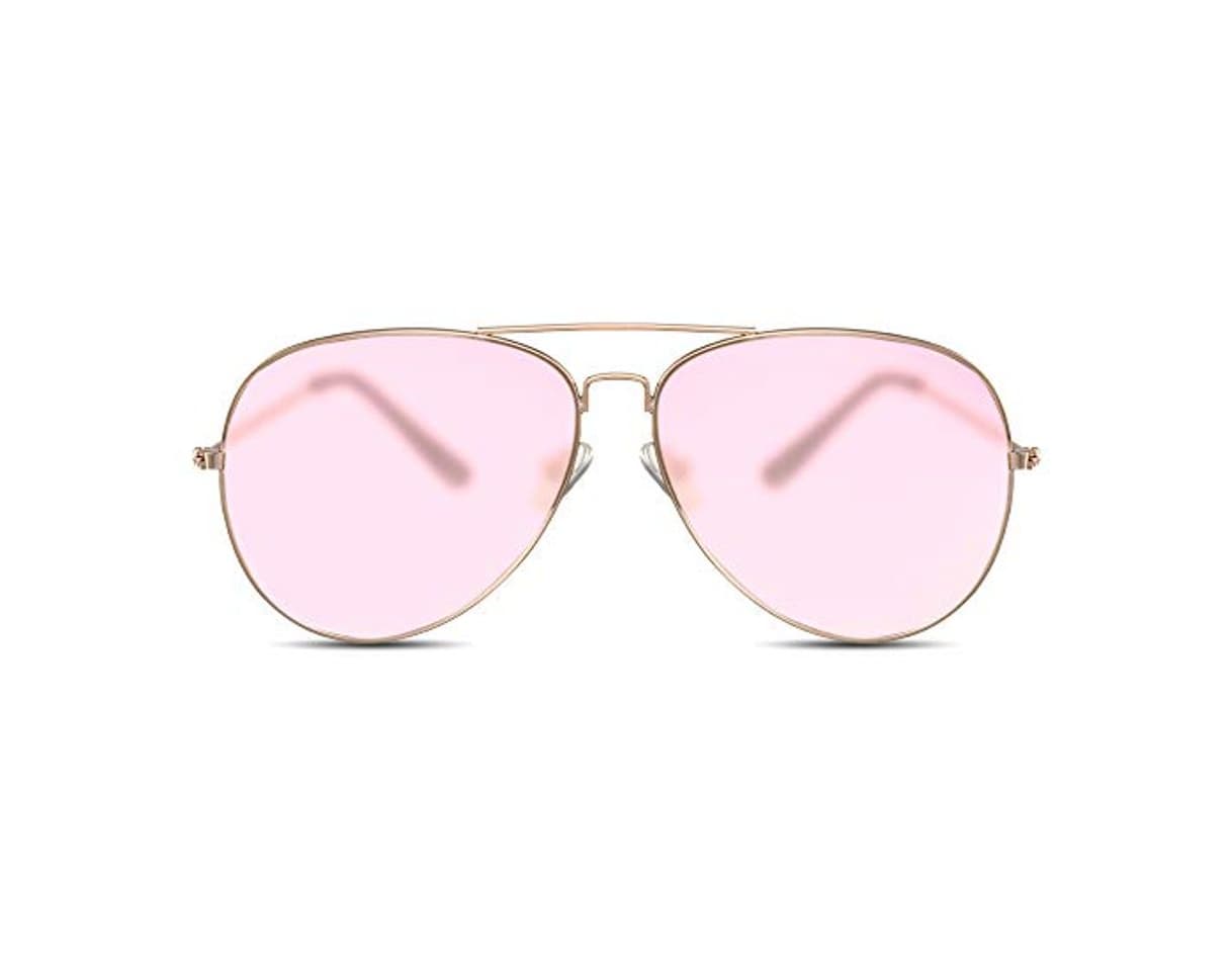 Producto Cheapass Gafas de Sol Gafas Piloto Doradas Metálicas Cristales Translúcidos Rosas Mujer