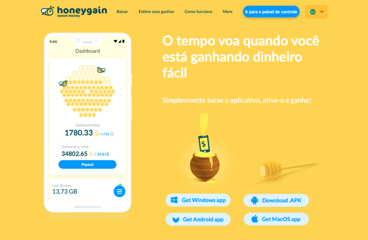 App Honeygain, ganhe dinheiro apenas usando a internet 