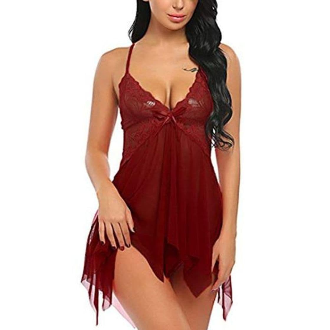 Product EVBEA Lencería Mujer Erótica Ropa Interior Camisón Babydoll Halter Cordón Transparente Lencería