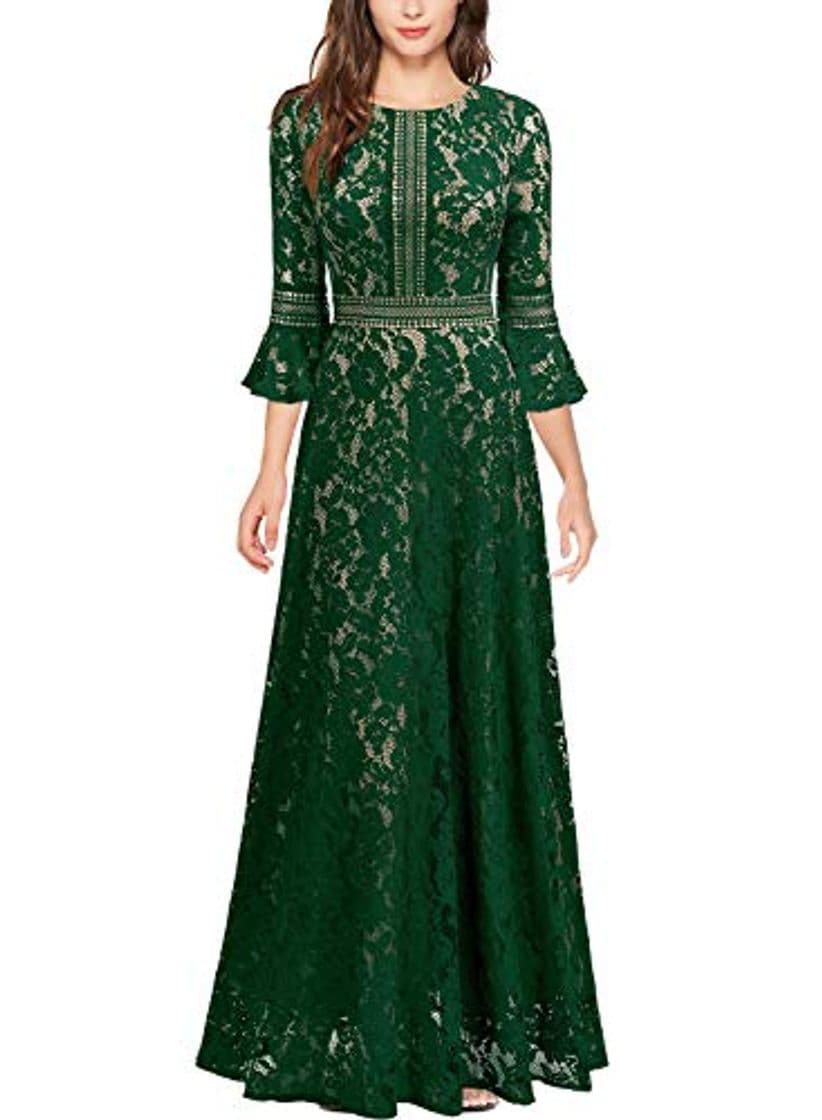 Product Miusol Vintage Encaje Slim Cóctel Vestido Largo para Mujer Verde Large