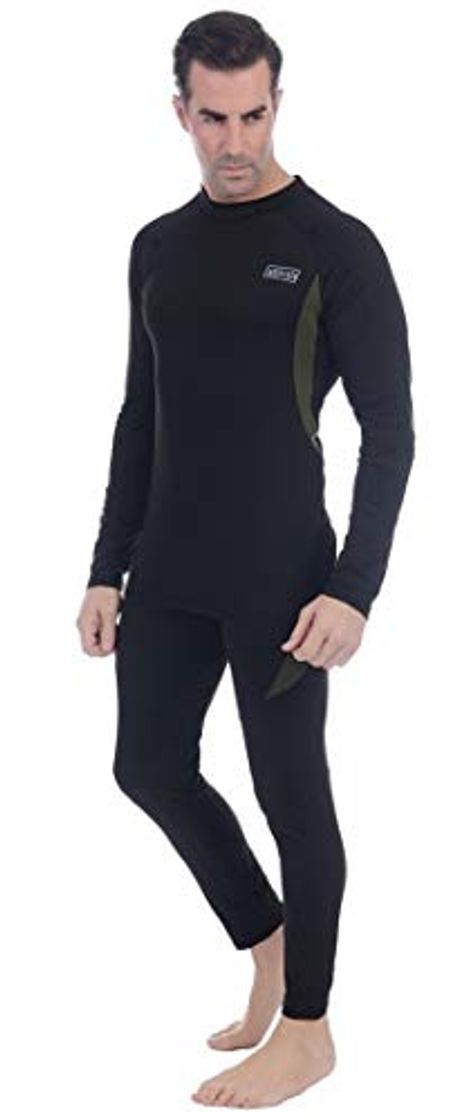 Producto Apanphy® Ropa interior térmica Conjunto de camuflaje profesional Transpirable de secado rápido Forro polar Manga larga Top Johns ropa interior de invierno hombre para Deportes al aire libre negro