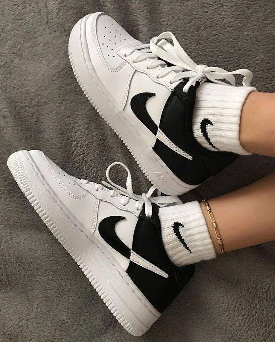 Fashion Nike Air Force negro y blanco🐼