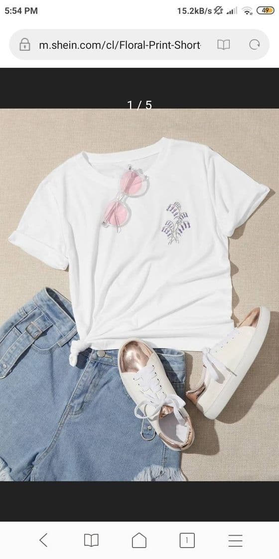 Moda Camiseta De Manga Corta Con Estampado Floral