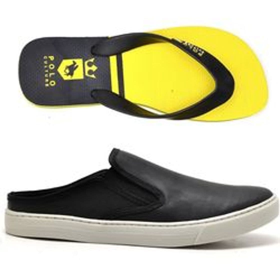 Moda Kit Slip On Mule + Chinelo Polo Culture Masculino Dia a Dia Preto ...