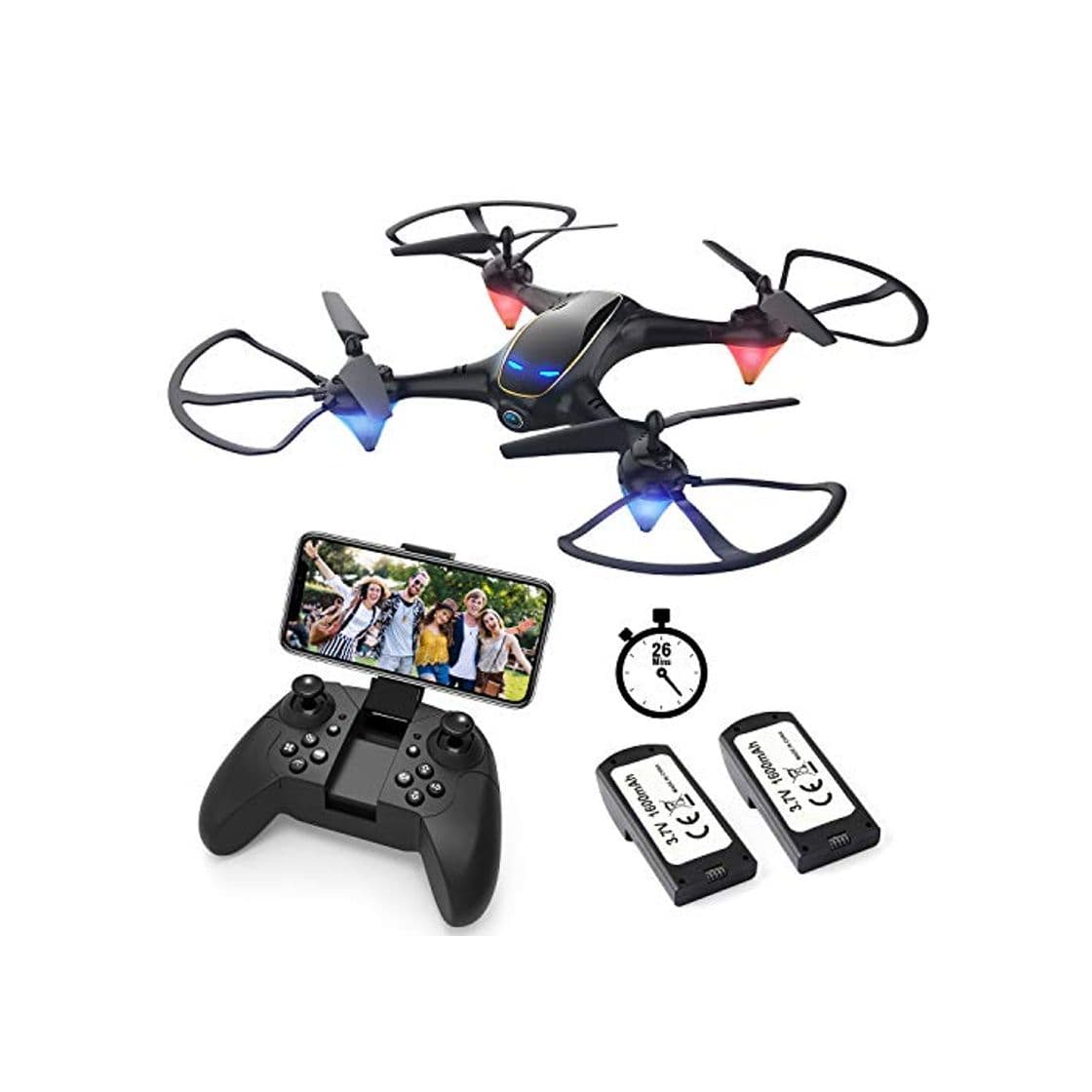 Producto EACHINE E38 Drones con Cámara para Adultos LED Tiempo de Vuelo Largo