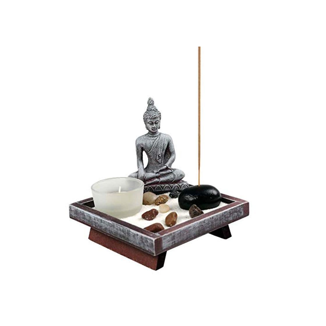 Product OM HOME Jardin Zen Figura Buda en Bandeja Cuadrada