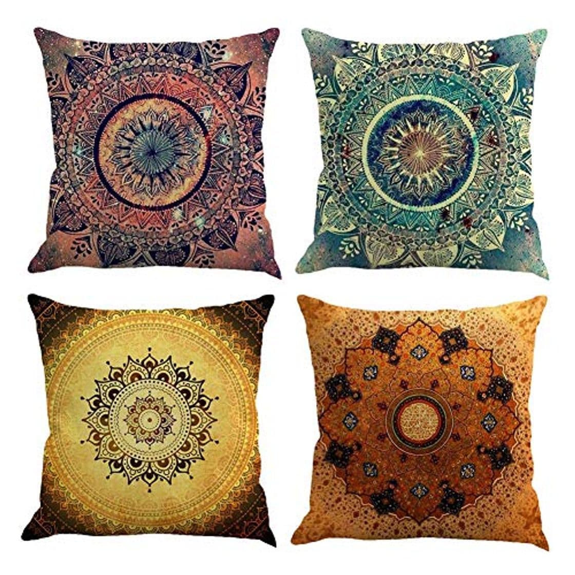 Product Gspirit 4 Pack Retro Mandala Bohemia Algodón Lino Throw Pillow Case Funda