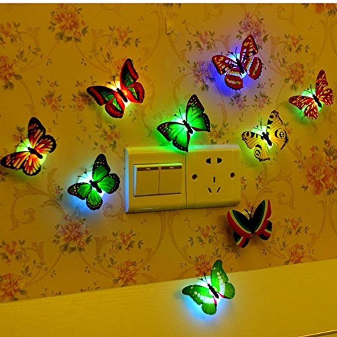 Producto 12 Piezas Adhesivo Colorido LED Mariposas Luz