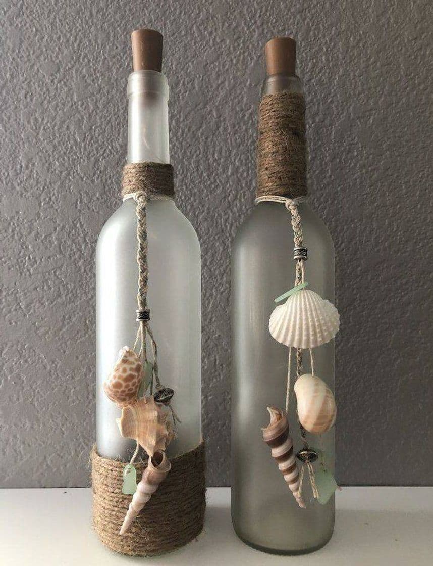 Fashion Garrafa de vidro fosca, decorada com conchas, decoração🐚