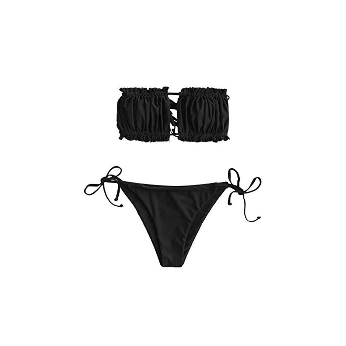 Product ZAFUL - Bikini para mujer sin tirantes, corte con volantes, bikini negro