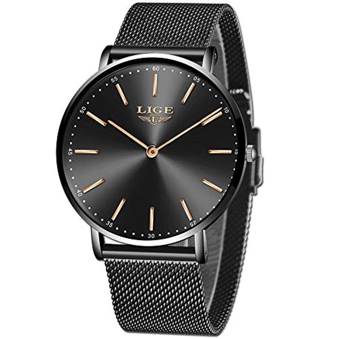 Moda LIGE Relojes Hombre Moda Ultradelgado Simple Negro Relojes Hombre Impermeable Automático Fecha Cuarzo Negocios Vestido Relojes