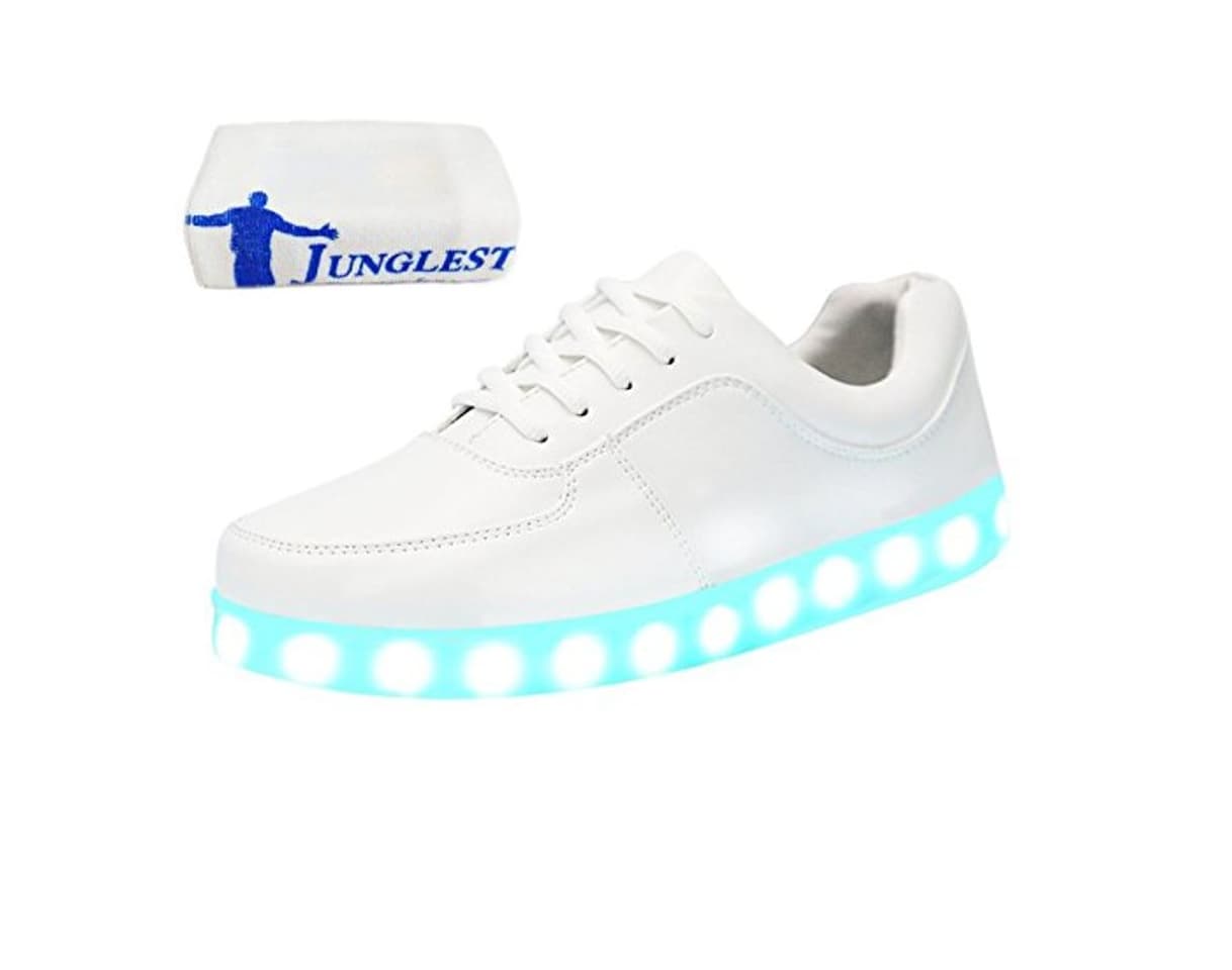 Moda Presente:pequeña toalla)JUNGLEST® LED Light 7 color Shoes zapatillas para hombre USB carga