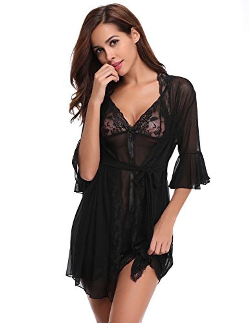 Producto Aibrou Nuevo Camison Sexy Mujer Elegante picardías Babydoll Ropa Interior Mujer Sexy Conjuntos Batas y Kimonos