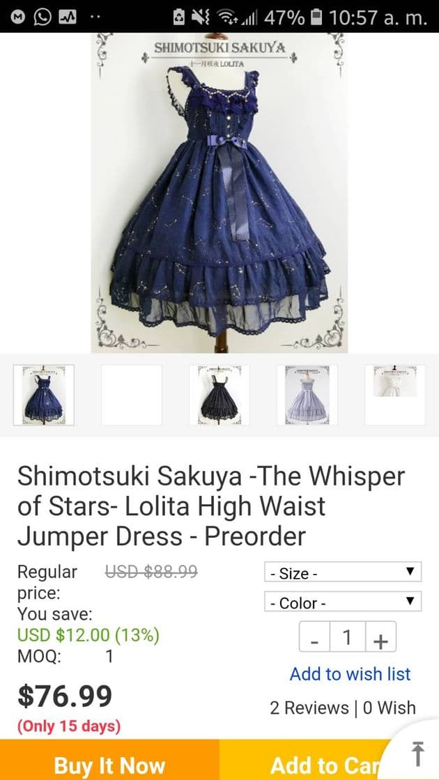 Moda Shimotsuki Sakuya -The Whisper of Stars- Lolita High Waist Jumper ...