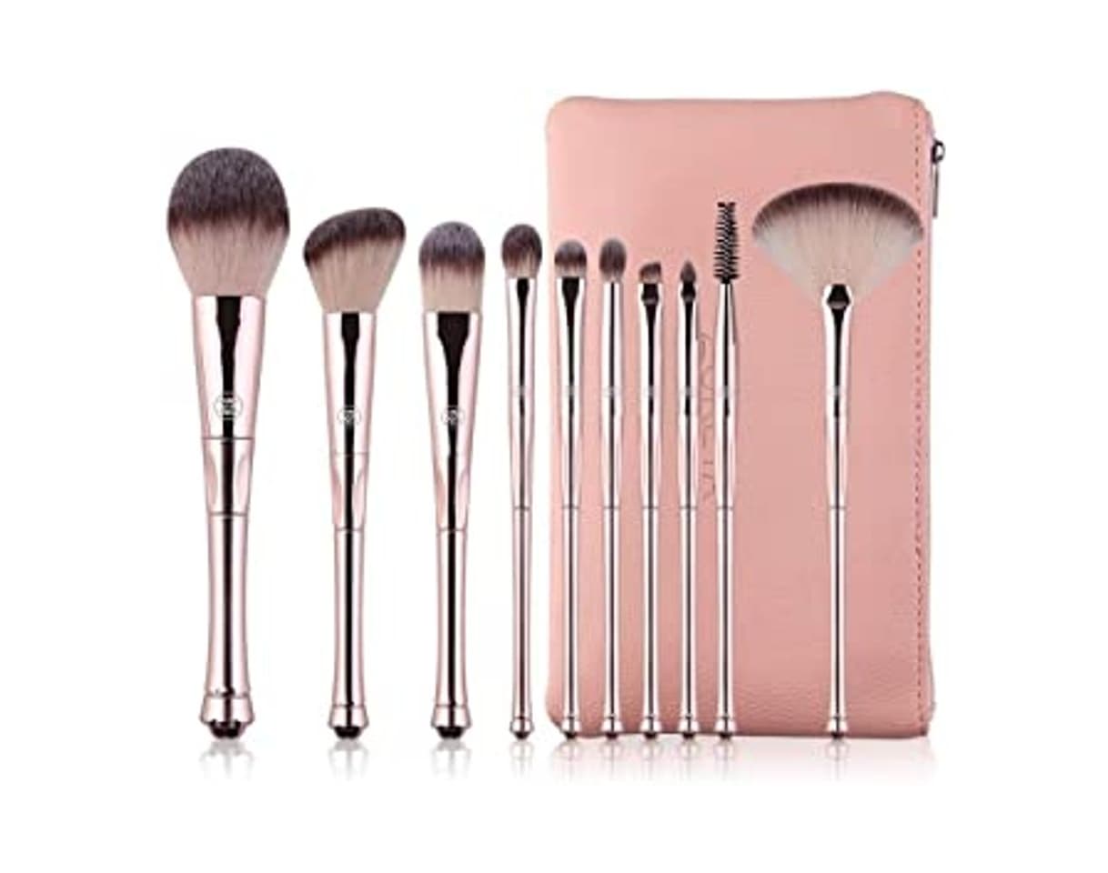 Fashion Co ko Viaje Esencial Set de 10 Pinceles de Maquillaje de Viaje Rosa