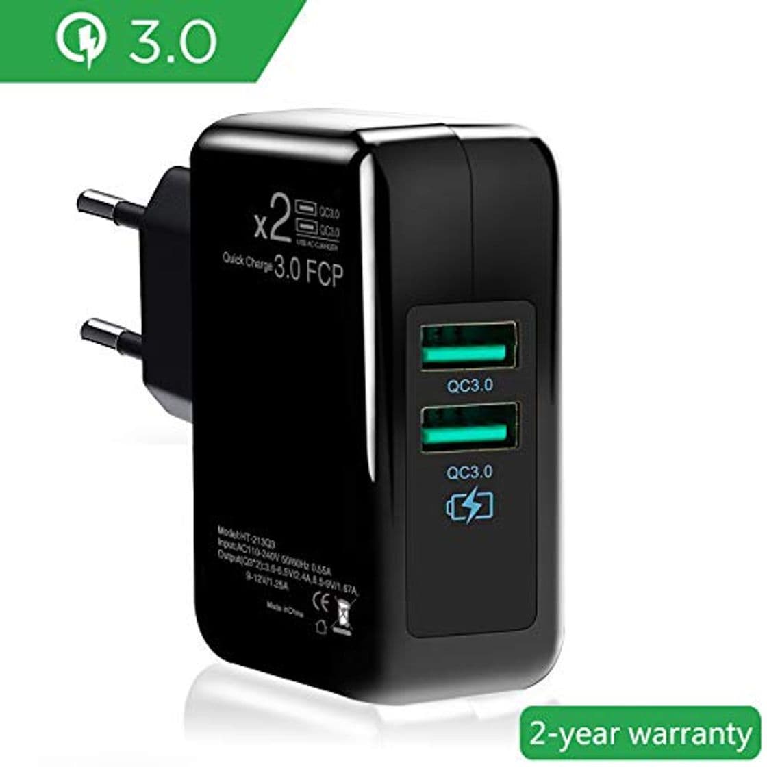 Producto ONELY Quick Charge 3.0 USB Cargador Rápido Cargador, 30W Doble QC3.02.0 Smart