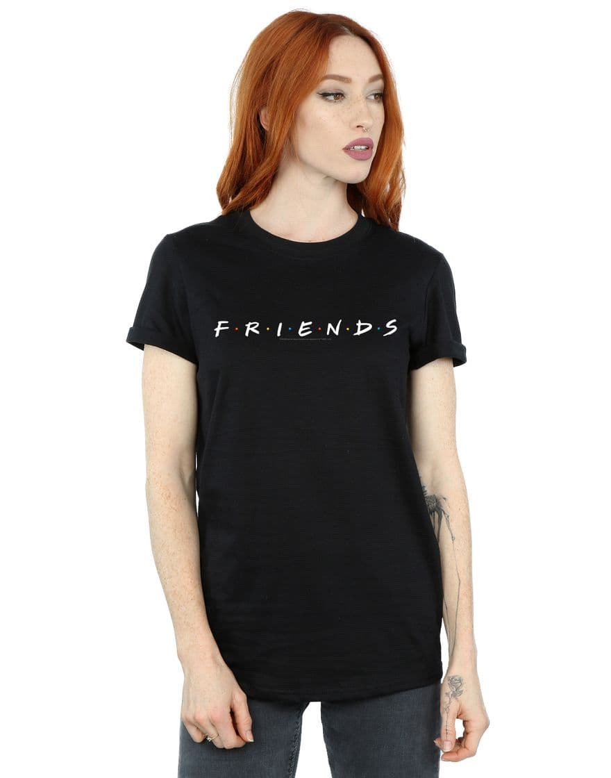 Producto Friends Mujer Text Logo Camiseta del Novio Fit Blanco Large