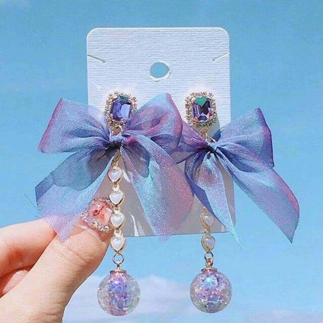 Moda Purple Bow and Heart Pearl Earrings