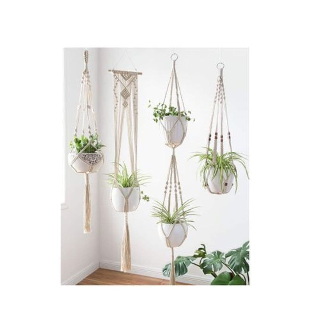 Product Mkouo Macramé Suspensión de Plantas Conjunto de 3 Interior Colgar en la