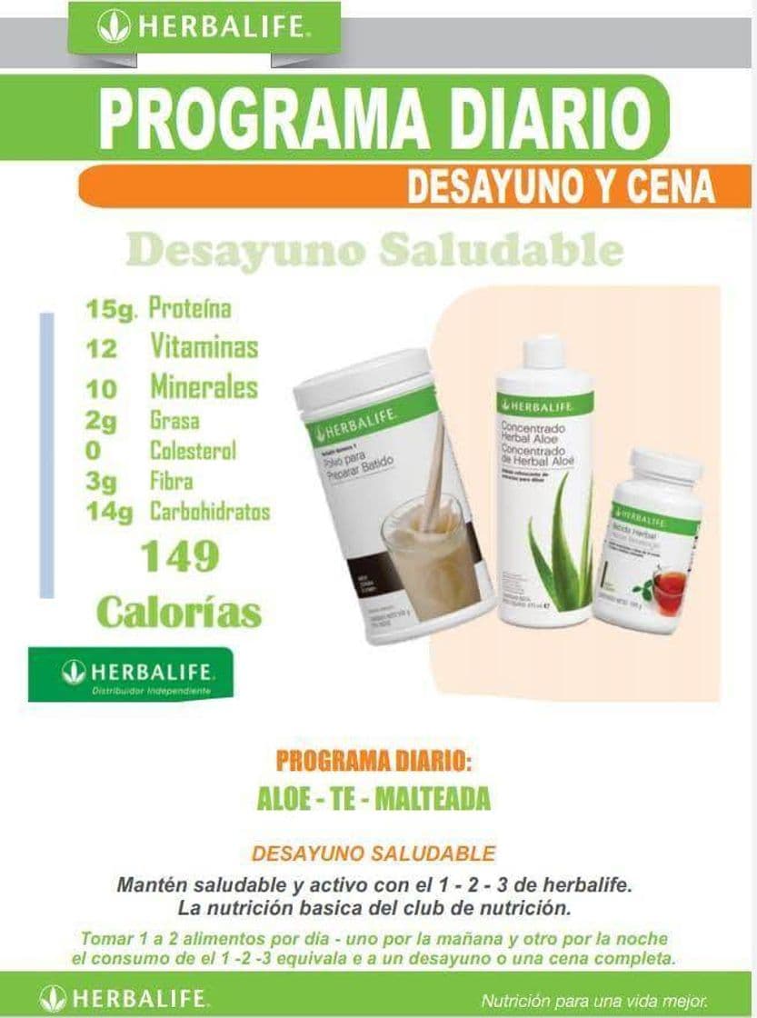 Moda Desayuno y cena Herbalife