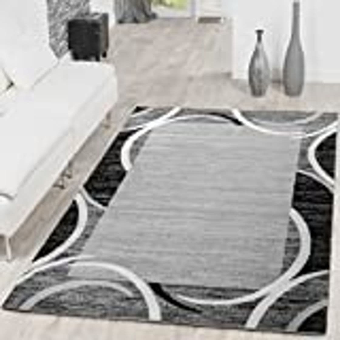 Producto Alfombra De Pelo Corto para Sala De Estar Decoración Interior Gris Crema,