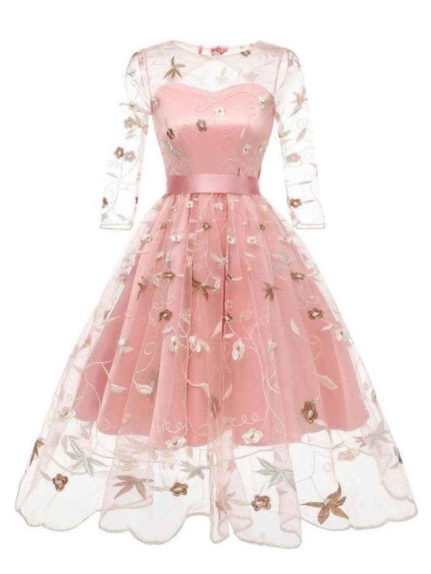 Moda Vestido floral vintage pink