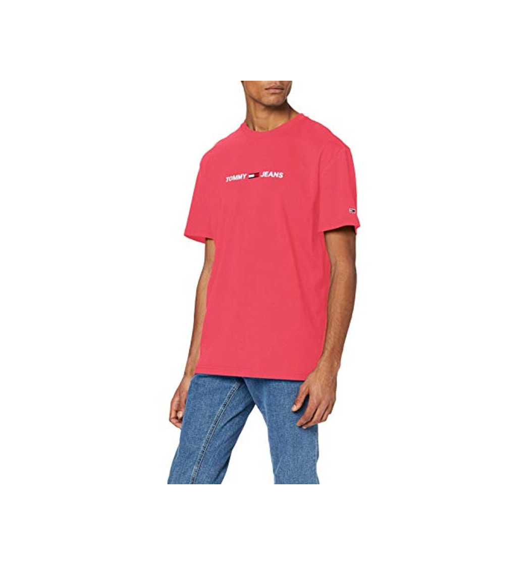 Product Tommy Hilfiger Small T Camiseta de Cuello Redondo y Logo Engomado, Rosa