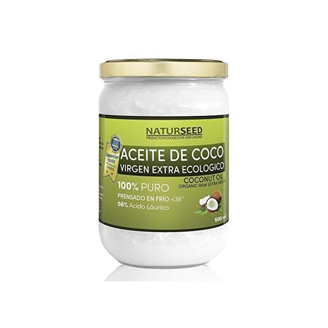 Product Naturseed - Aceite de coco Virgen Extra Orgánico - Para uso Estético, en Cocina y Masajes, 500 ml