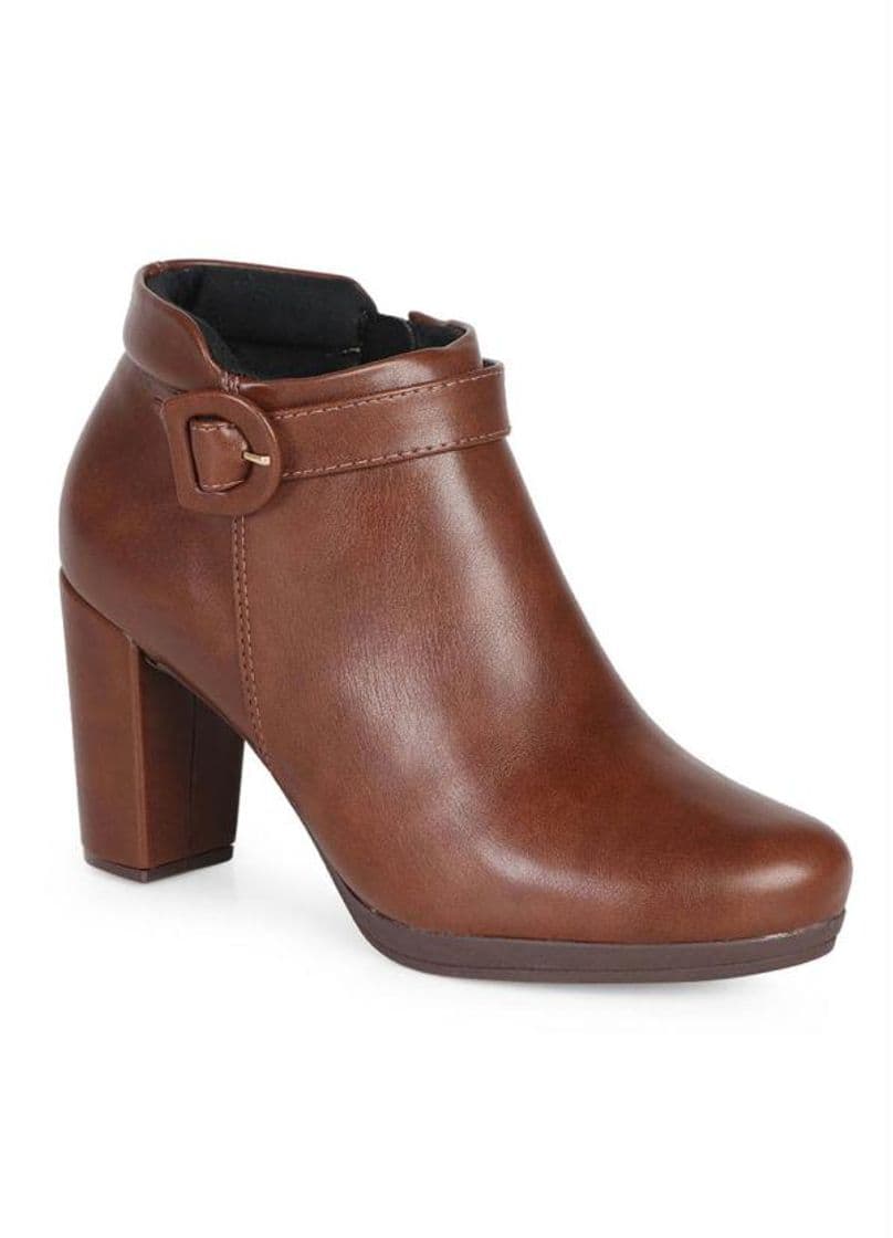 Fashion Ankle Boots Feminina Mini Fivela Café Café - Passarela