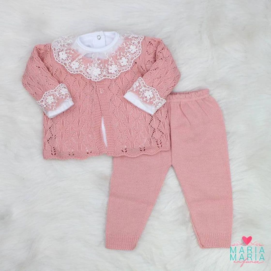 Fashion Conjunto Casaco Croche Regata Pink E Branco - Maria Maria ...