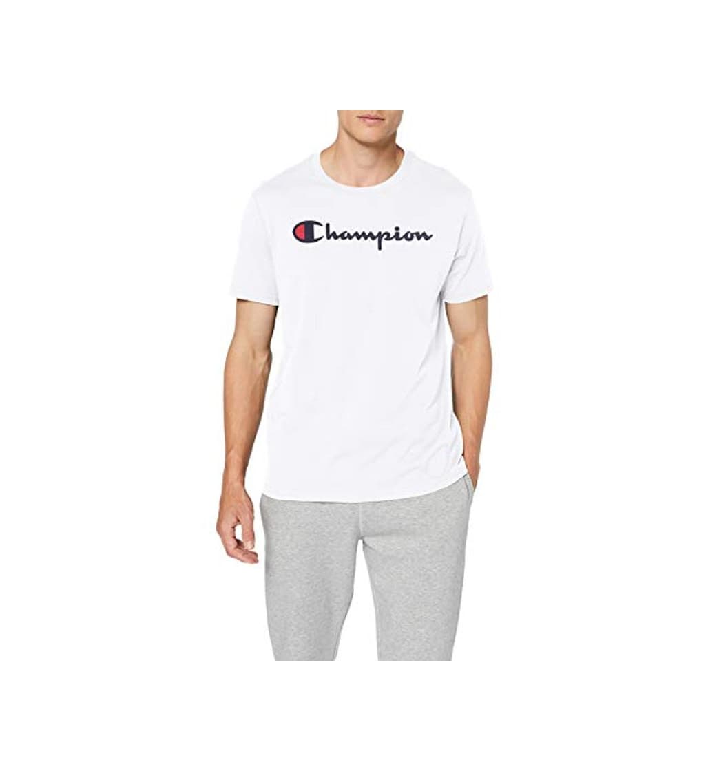 Moda Champion Men's Classic Logo T-Shirt Camiseta, Blanco