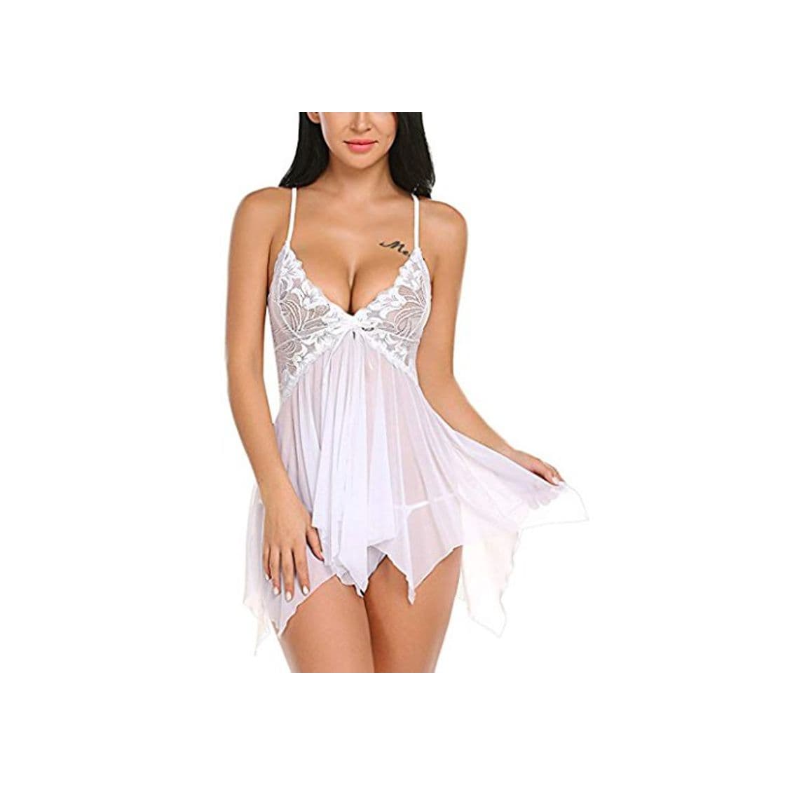 Product Lencería de Mujer Babydoll de lencería de Encaje de Flores Cuello V