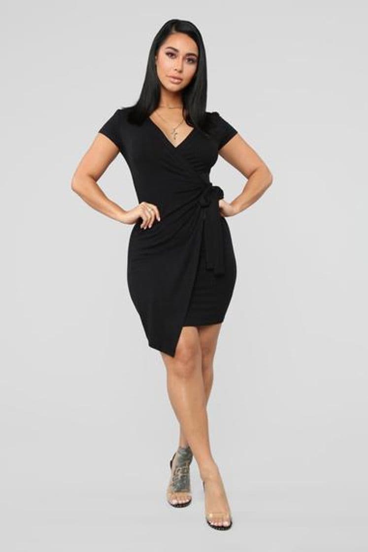 Fashion Eileen Wrap Dress - Black – Fashion Nova