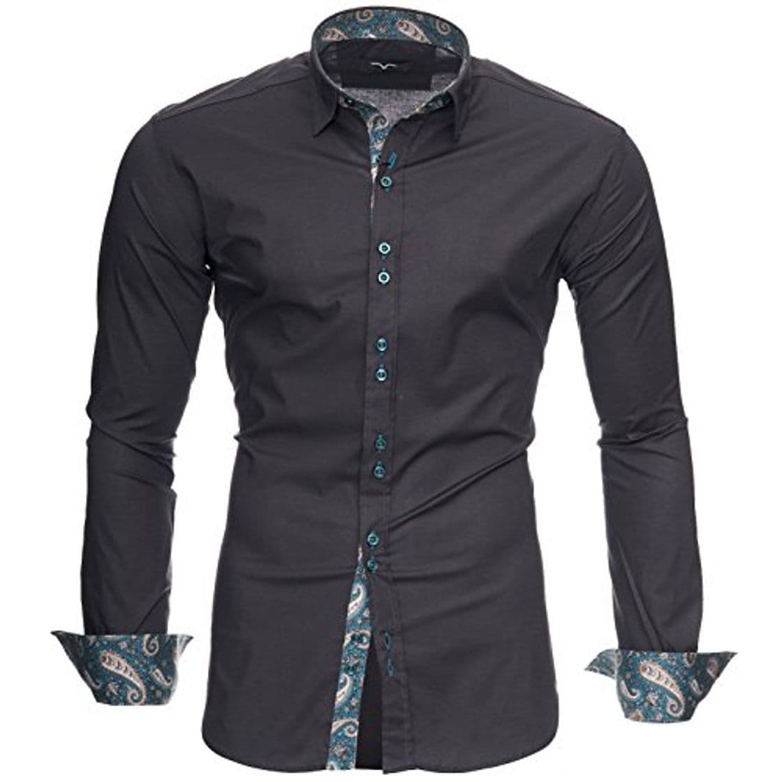 Fashion Kayhan Hombre Camisa Royal Paisley Grey