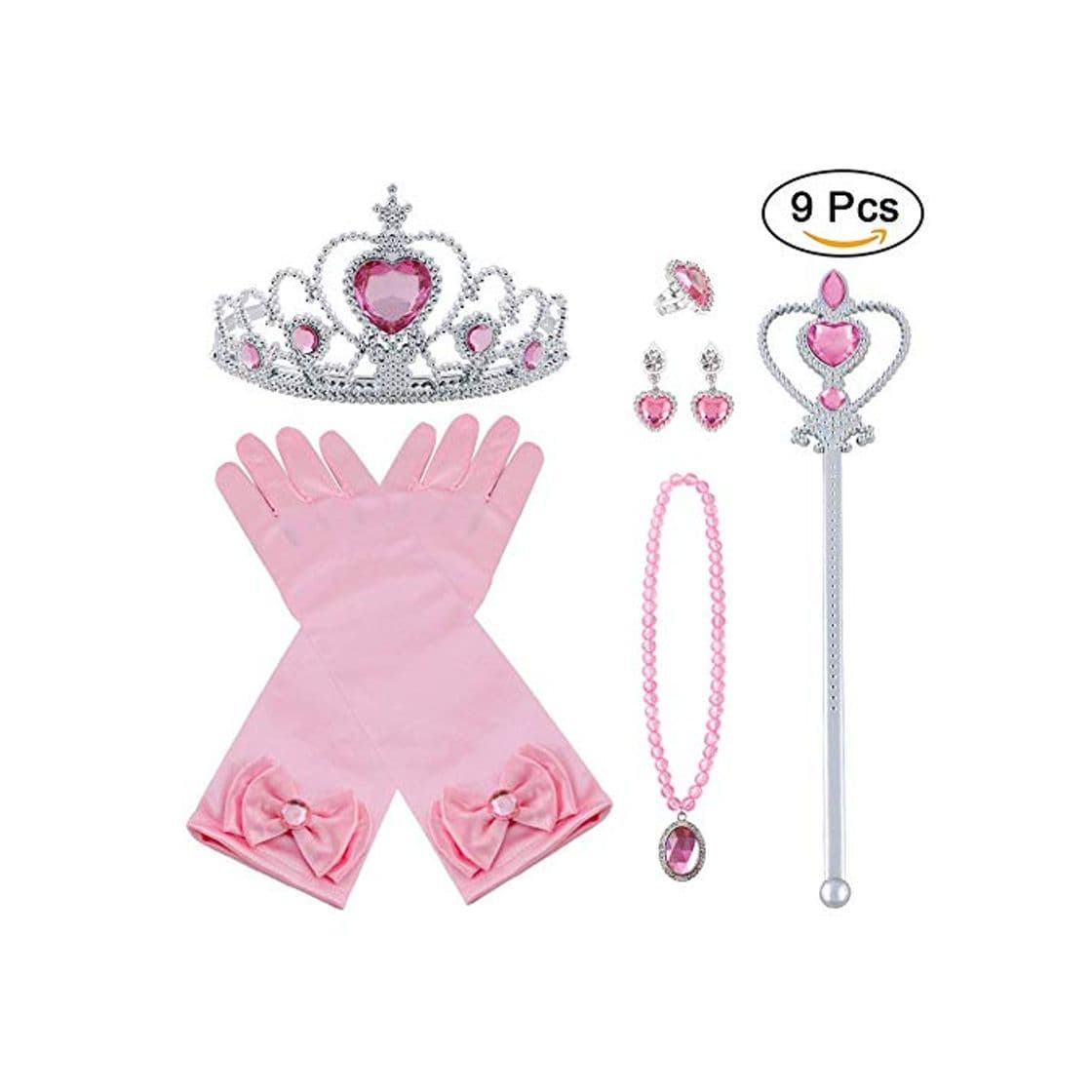 Product Vicloon 9Pcs Princesa Vestir Accesorios Regalo Conjunto de Belleza Corona Sceptre Collar