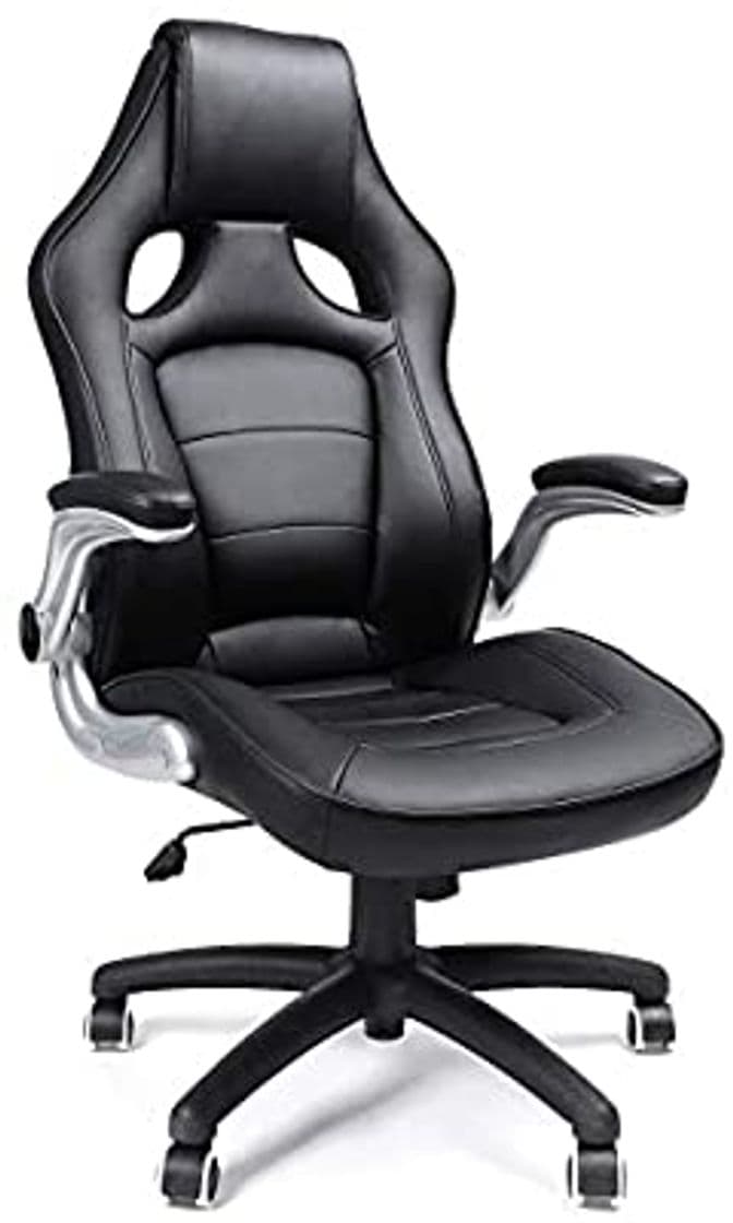 Elemento de la categoría hogar Songmics Silla giratoria de Oficina Silla de Escritorio Racing Negro Recubrimiento de