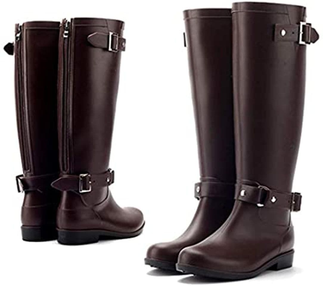 Moda AONEGOLD Botas de Agua Mujer Lluvia Altas Zapato Impermeables Ajustable Cremallera y