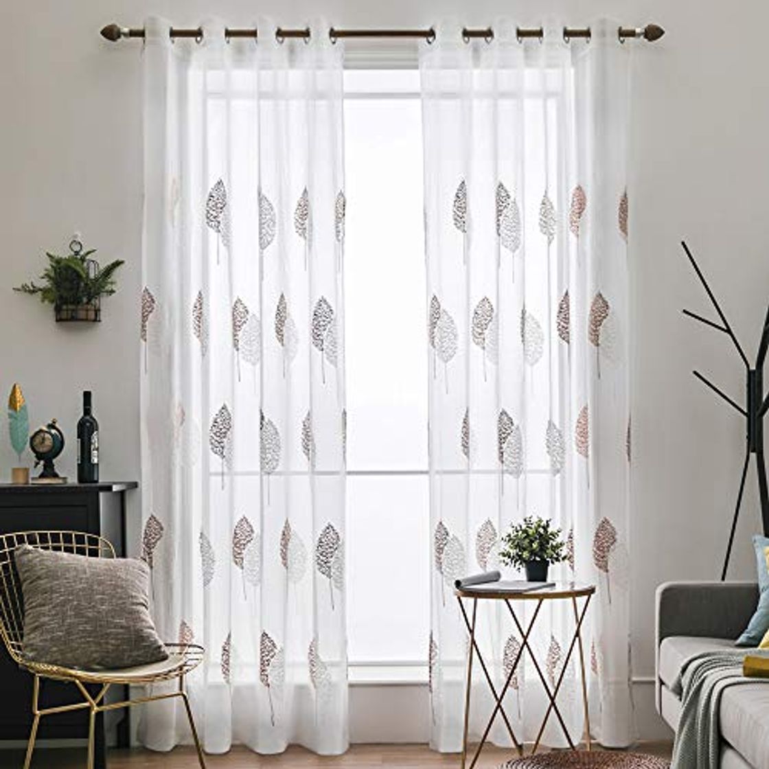 Product MIULEE 2 Unidades Cortinas Bordado Translucida de Dormitorio Moderno Ventana Visillos Rayas