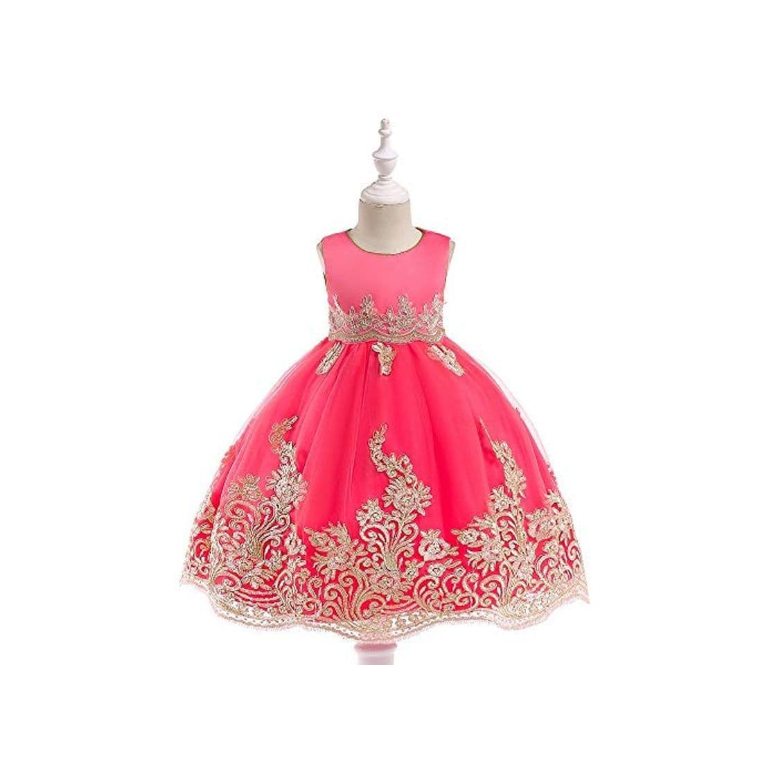 Moda YuFLangel - Vestido de Fiesta para niñas con Encaje y Flores