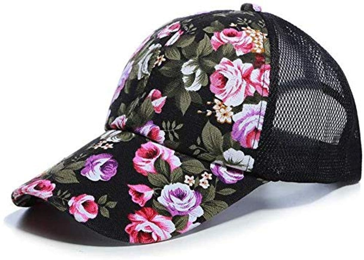 Fashion XJIUER hat Gorra de béisbol Flor Gorra de Red Gorra de béisbol Damas Verano Snapback Sombrero Damas Ajustable Casual Deportes al Aire Libre Casquette Sombrero para el Sol Mujer Negro